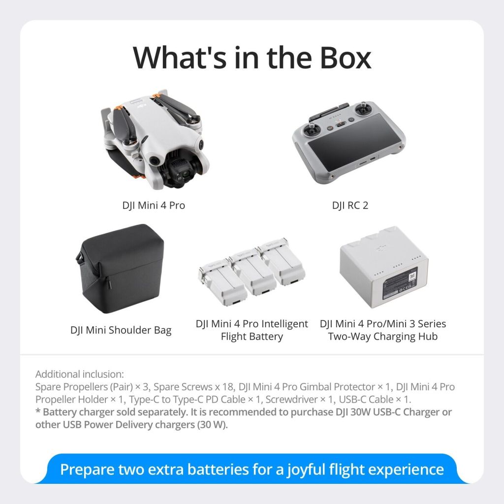 DJI Mini 4 Pro Fly More Combo with DJI RC 2 (Screen Remote Controller)