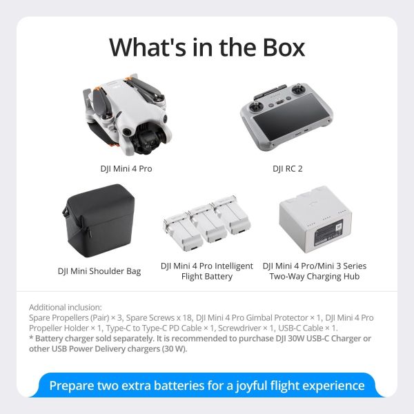 DJI Mini 4 Pro Fly More Combo with DJI RC 2 (Screen Remote Controller)
