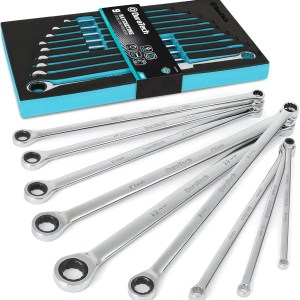 DURATECH Extra Long Ratcheting Wrench Set, Combination Wrench Set, Metric.